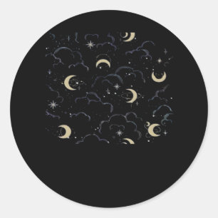 Whimsigoth Clouds Sun Moon Witchy Classic Round Sticker