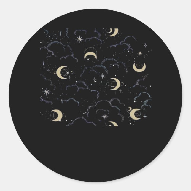 Whimsigoth Clouds Sun Moon Witchy Classic Round Sticker (Front)
