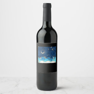 Whimsigoth Clouds Sun Moon Witchy Classic Wine Label