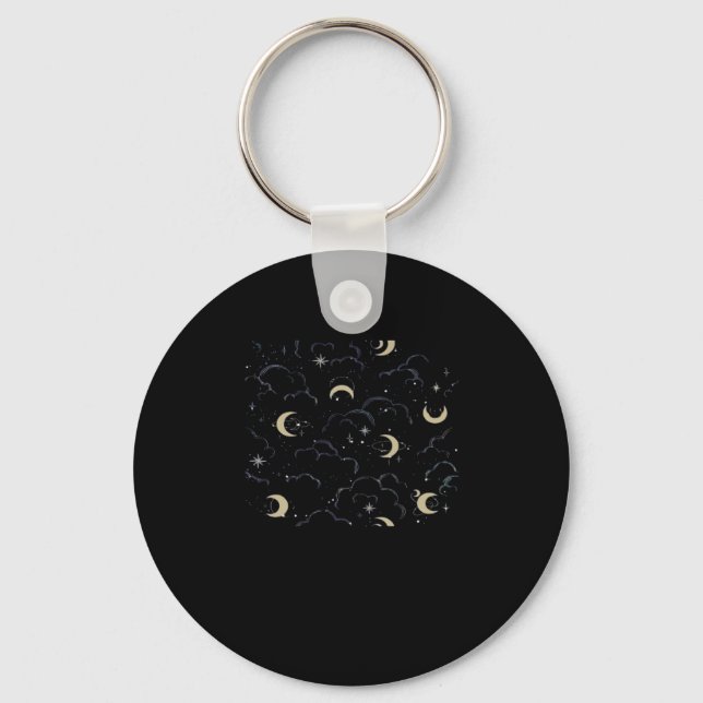Whimsigoth Clouds Sun Moon Witchy Key Ring (Front)