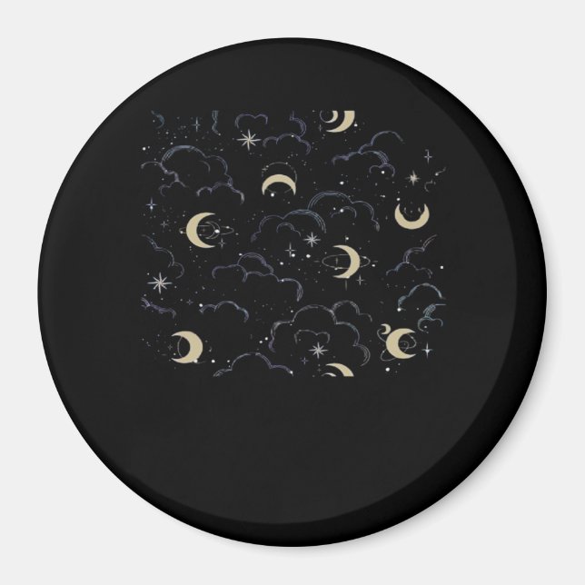 Whimsigoth Clouds Sun Moon Witchy Magnet (Front)