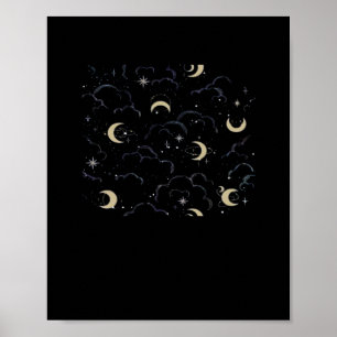 Whimsigoth Clouds Sun Moon Witchy Poster