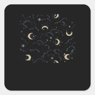 Whimsigoth Clouds Sun Moon Witchy Square Sticker