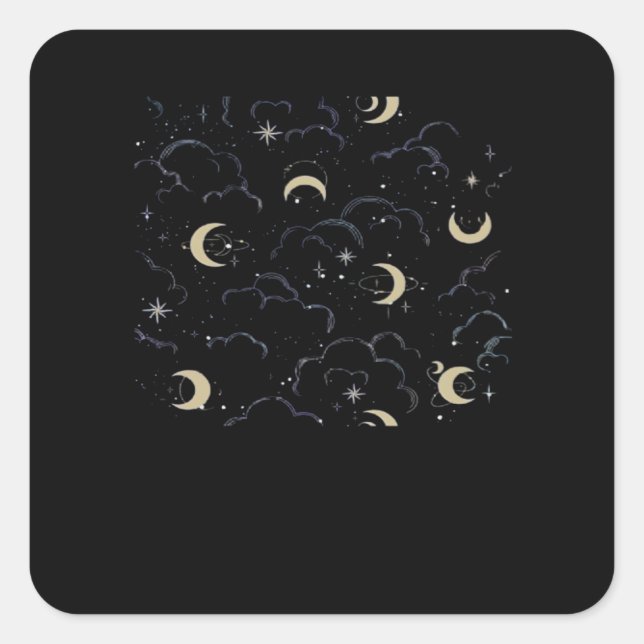 Whimsigoth Clouds Sun Moon Witchy Square Sticker (Front)