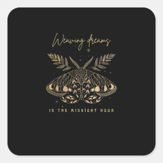 Whimsigoth Cottagecore Goblincore Mystical Moth Go Square Sticker