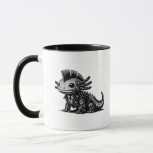 Whimsigoth Cyborg Axolotl Vintage Art Design Class Mug