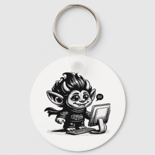 Whimsigoth Cyborg Internet Troll Vintage Art Desig Key Ring