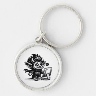 Whimsigoth Cyborg Internet Troll Vintage Art Desig Key Ring
