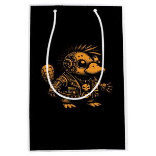 Whimsigoth Cyborg Platypus Vintage Art Design Medium Gift Bag