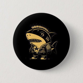Whimsigoth Cyborg Shark Vintage Art Design 6 Cm Round Badge