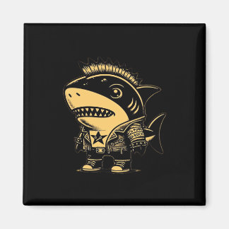 Whimsigoth Cyborg Shark Vintage Art Design Magnet