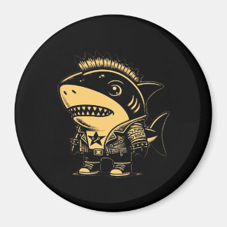 Whimsigoth Cyborg Shark Vintage Art Design Magnet