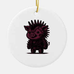 Whimsigoth Cyborg Sloth Vintage Art Design Classic Ceramic Tree Decoration