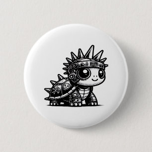 Whimsigoth Cyborg Turtle Vintage Art Design Classi 6 Cm Round Badge