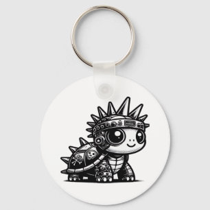 Whimsigoth Cyborg Turtle Vintage Art Design Classi Key Ring
