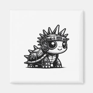 Whimsigoth Cyborg Turtle Vintage Art Design Classi Magnet
