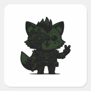 Whimsigoth Cyborg  Vintage Art Design Classic Square Sticker