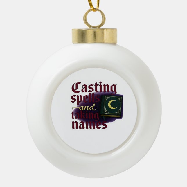 Whimsigoth Fantasy – Mystical Forests, Moons & Mag Ceramic Ball Christmas Ornament (Front)