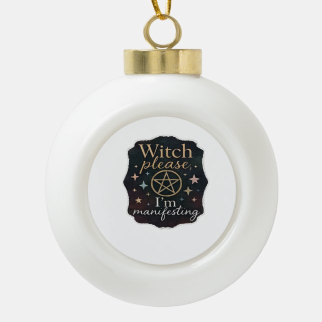 Whimsigoth Fantasy – Mystical Forests, Moons & Mag Ceramic Ball Christmas Ornament (Front)