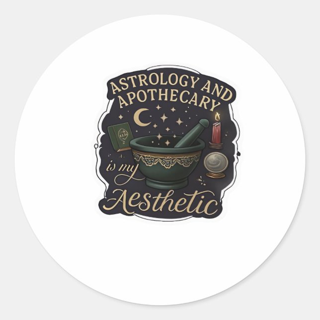 Whimsigoth Fantasy – Mystical Forests, Moons & Mag Classic Round Sticker (Front)