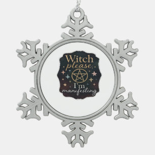 Whimsigoth Fantasy – Mystical Forests, Moons & Mag Snowflake Pewter Christmas Ornament