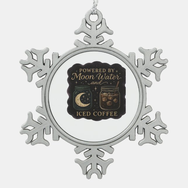 Whimsigoth Fantasy – Mystical Forests, Moons & Mag Snowflake Pewter Christmas Ornament (Front)