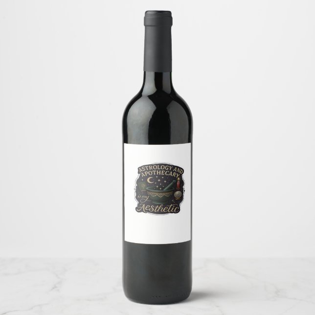 Whimsigoth Fantasy – Mystical Forests, Moons & Mag Wine Label (Front)