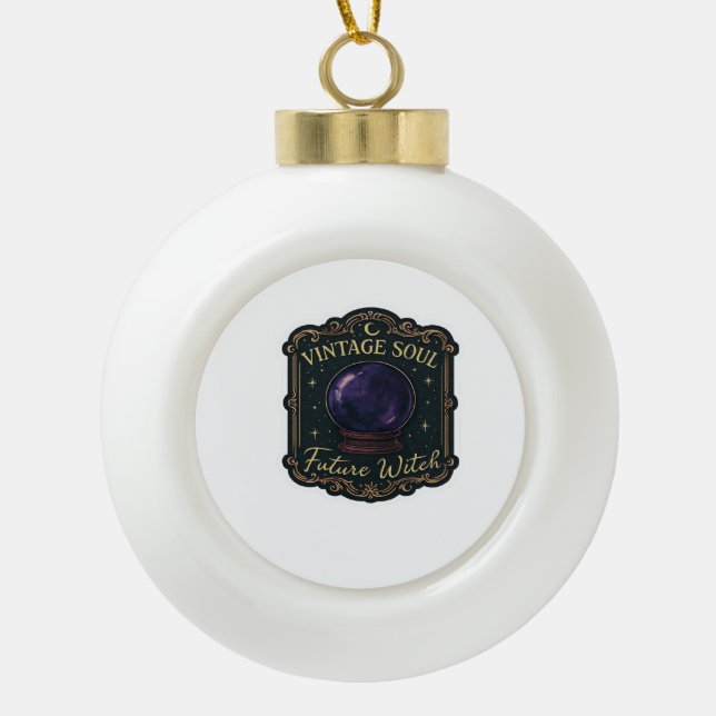 Whimsigoth Fantasy Mystical Forests, Moons & Magic Ceramic Ball Christmas Ornament (Front)