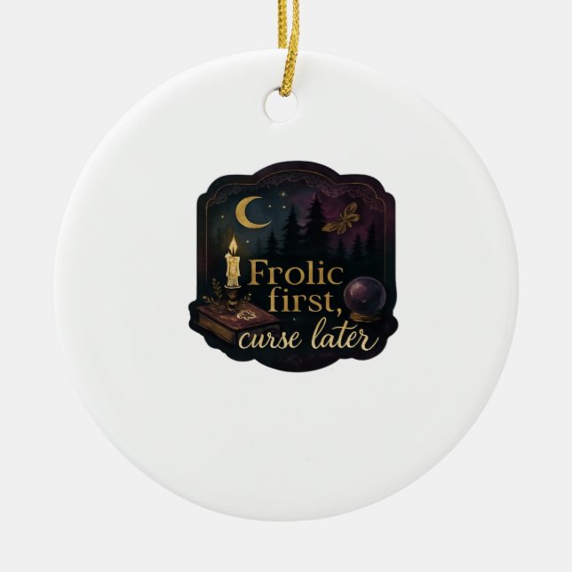 Whimsigoth Fantasy Mystical Forests, Moons & Magic Ceramic Tree Decoration (Front)