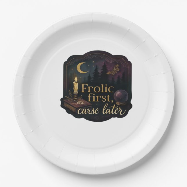 Whimsigoth Fantasy Mystical Forests, Moons & Magic Paper Plate (Front)