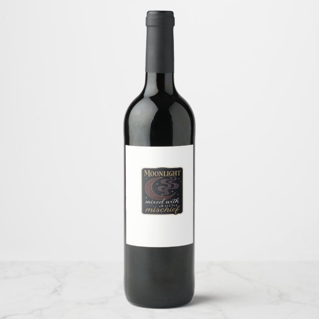 Whimsigoth Fantasy Mystical Forests, Moons & Magic Wine Label (Front)