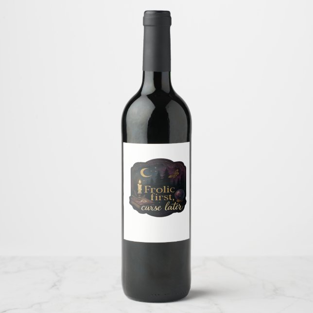 Whimsigoth Fantasy Mystical Forests, Moons & Magic Wine Label (Front)
