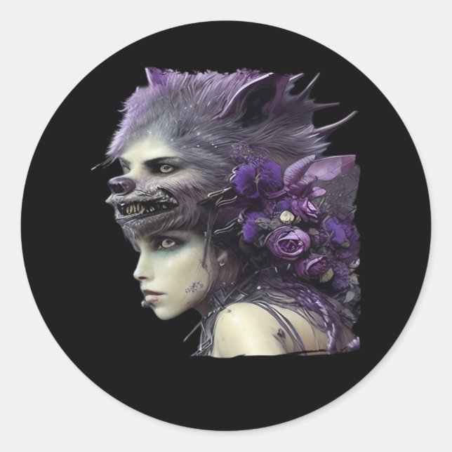 Whimsigoth Funny Design For Halloween Classic Round Sticker (Front)