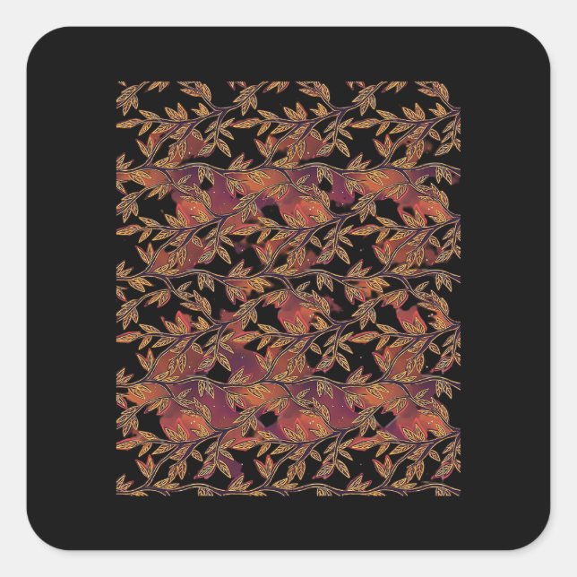 Whimsigoth Golden Vinework Graphic Square Sticker (Front)