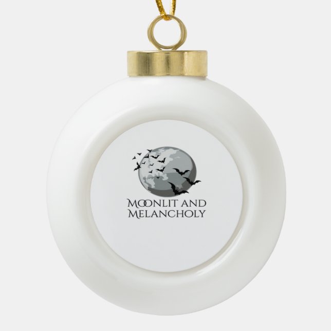 Whimsigoth Ink – Mystical Forests, Moons Magic Cla Ceramic Ball Christmas Ornament (Front)