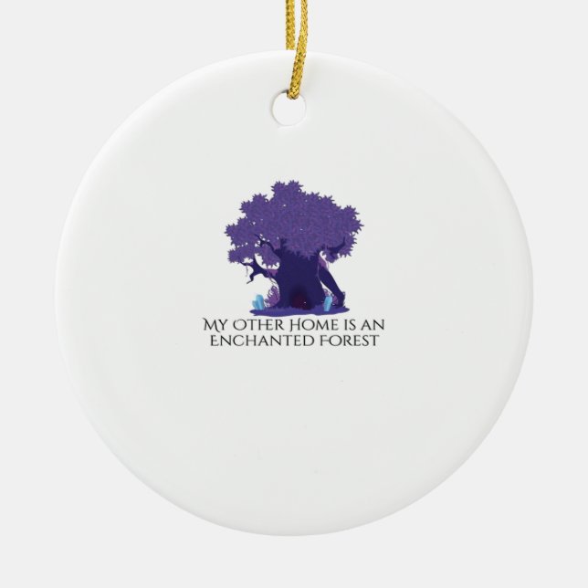 Whimsigoth Ink – Mystical Forests, Moons Magic Cla Ceramic Tree Decoration (Front)