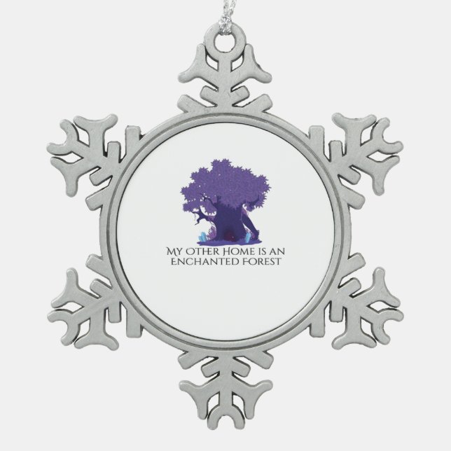 Whimsigoth Ink – Mystical Forests, Moons Magic Cla Snowflake Pewter Christmas Ornament (Front)