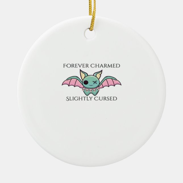 Whimsigoth Ink – Mystical Forests, Moons & Magic F Ceramic Tree Decoration (Front)