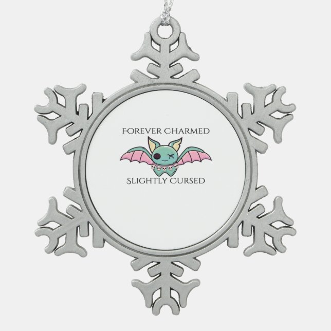 Whimsigoth Ink – Mystical Forests, Moons & Magic F Snowflake Pewter Christmas Ornament (Front)