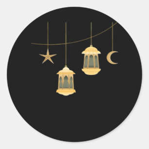 Whimsigoth Lantern Full Moon Night Sky Classic Classic Round Sticker