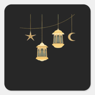 Whimsigoth Lantern Full Moon Night Sky Classic Square Sticker