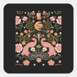 Whimsigoth Midnight Garden Graphic Square Sticker