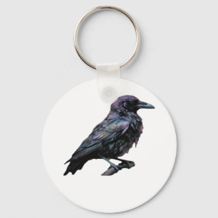 Whimsigoth Moody Floral Grungy Corvus, Raven, Crow Key Ring