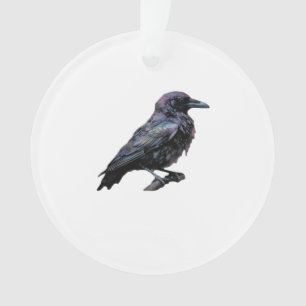 Whimsigoth Moody Floral Grungy Corvus, Raven, Crow Ornament