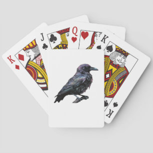Whimsigoth Moody Floral Grungy Corvus, Raven, Crow Playing Cards