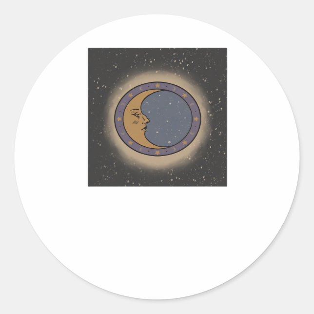 Whimsigoth Moon Print Classic Round Sticker (Front)