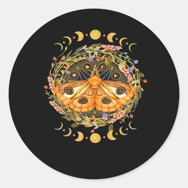 Whimsigoth Moth Classic Classic Round Sticker (Front)