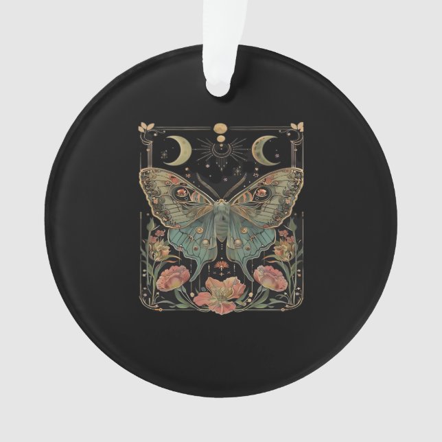Whimsigoth Moth Shirt, Botanical Butterfly T Shirt Ornament (Front)