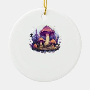 Whimsigoth Mushrooms And Crystals Classic Ceramic Tree Decoration