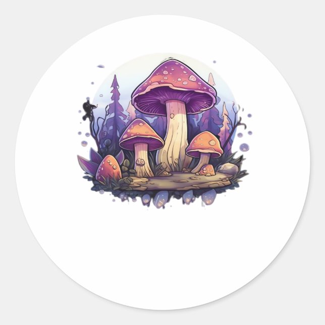 Whimsigoth Mushrooms And Crystals Classic Classic Round Sticker (Front)